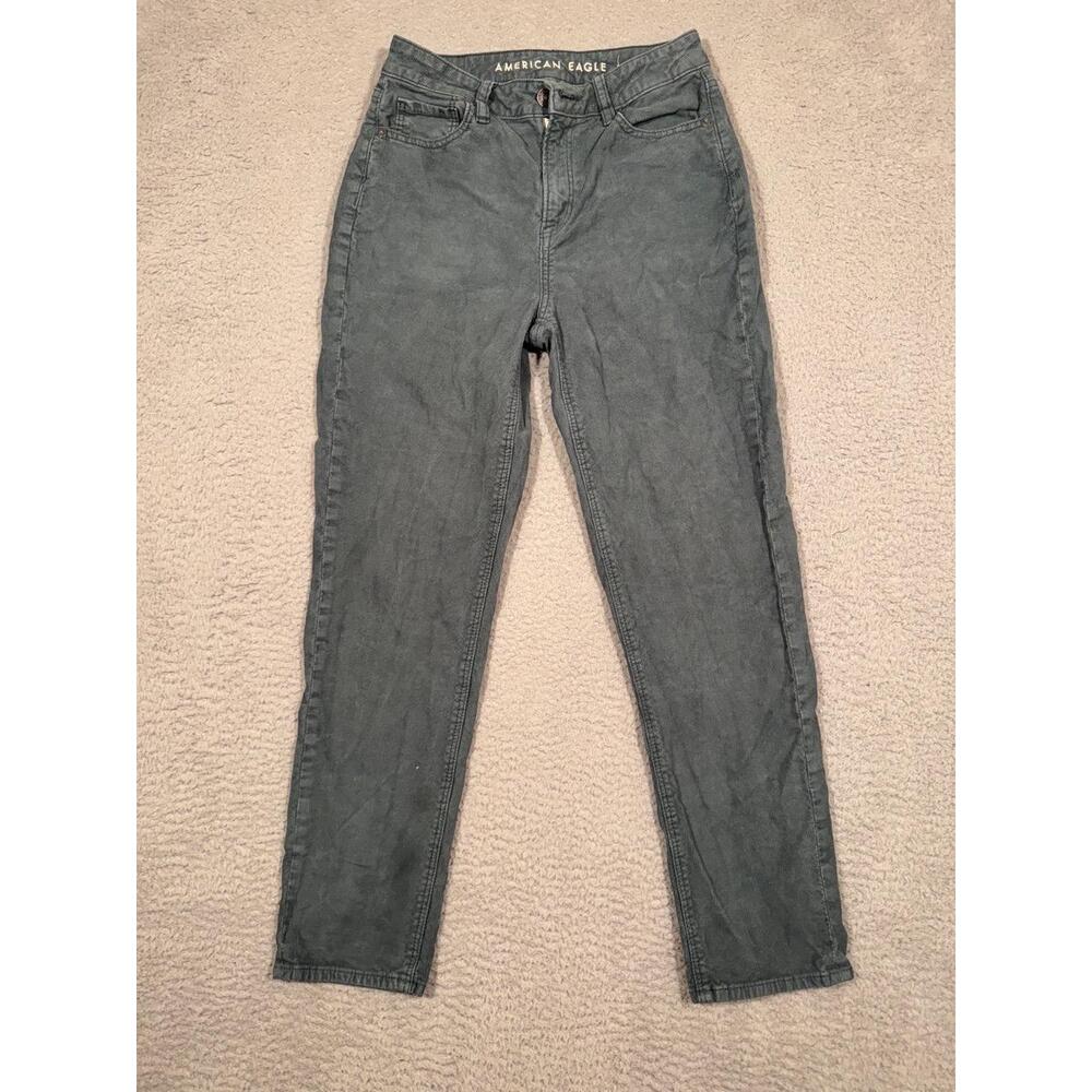 AMERICAN EAGLE Corduroy Pants S 2 Regular Dark Gray Green Straight Leg Stretch